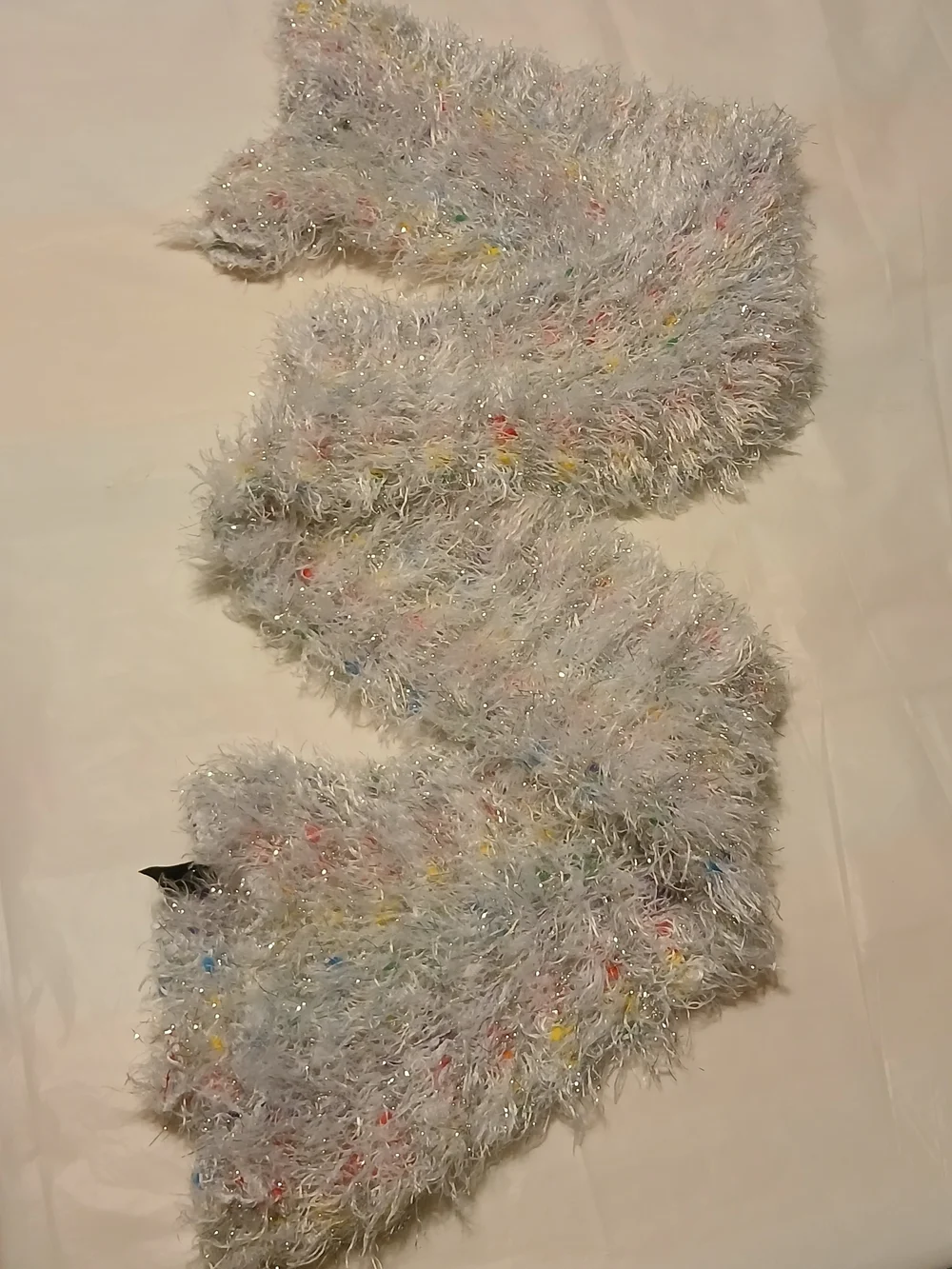 Plush Fuzzy White Multicolor Kids Scarf